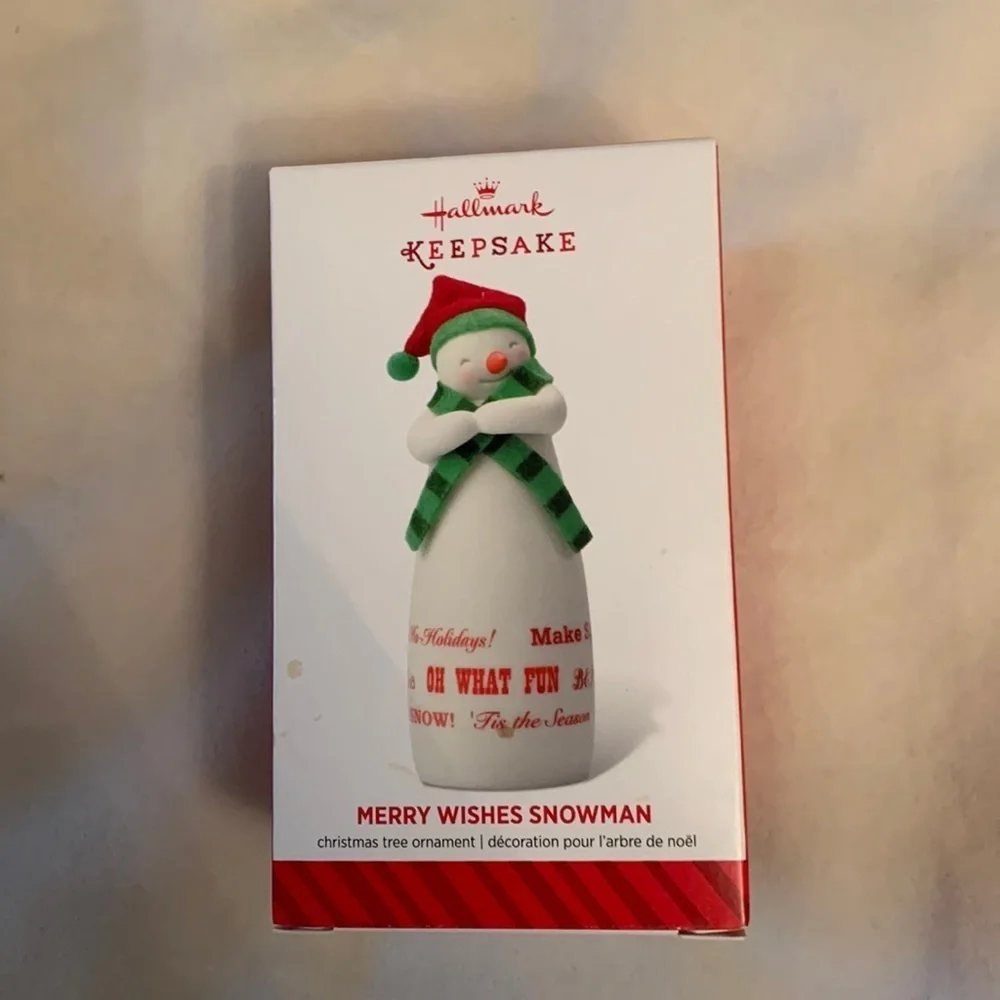 Hallmark keepsake merry wishes snowman shy smiling snowman oh what fun ornament